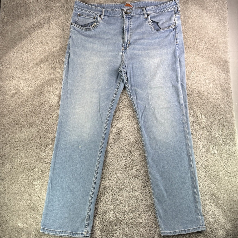 Tommy Bahama Denim Jeans Mens 42x32 Light Wash Blue Straight Stretch Casual